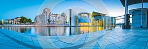 Berlin government district with Spree river at twilight, central Berlin Mitte, Germany