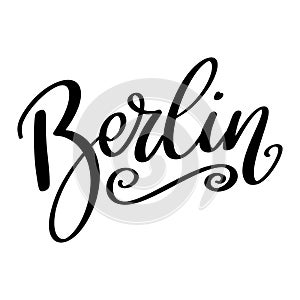 Berlin, hand lettering phrase, poster design, calligraphy vector