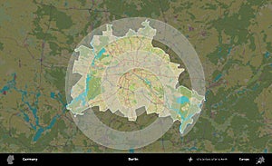 Berlin highlighted, Germany. Topographic Humanitarian
