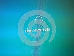 BERLIN - JUN 2020: einen Moment bitte (translation One moment pl