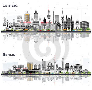 Berlin and Leipzig Germany City Skyline Set