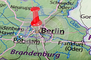 Berlin map with red pin - Travel concept