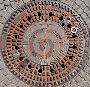 Berlin monuments on manhole cover