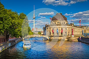 Berlin Museum Island with TV tower at sunset, Berlin Mitte, Germany