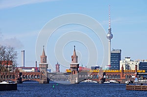 Berlin Oberbaumbridge and television tower