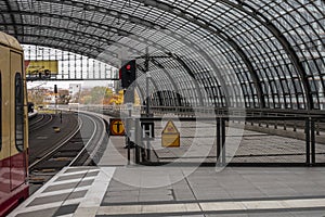 Berlin overground metro train on a rainy