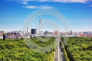 Berlin panorama. Berlin TV Tower and major landmarks