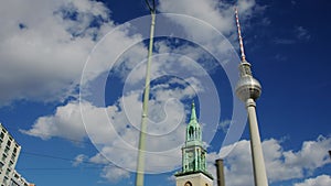 Berlin radio tower and church at Alexanderplatz