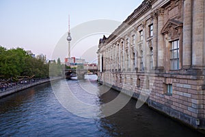 Berlin River Spree, TV Tower, Bode Museum side
