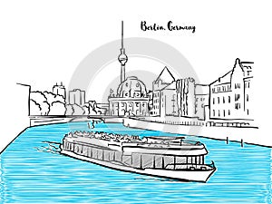 Berlin sightseeing panorama sketch