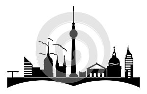 Berlin silhouette skyline. Germany Berlin vector city, german linear architecture, buildings