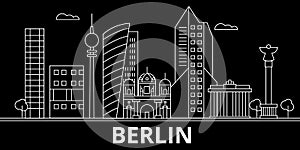 Berlin silhouette skyline. Germany - Berlin vector city, german linear architecture, buildings. Berlin line travel