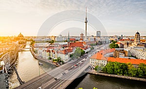 Berlin skyline with Spree river in summer, Germany