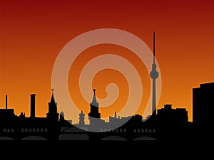 Berlin skyline at sunset