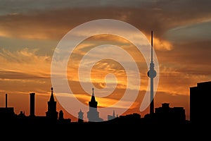 Berlin skyline at sunset
