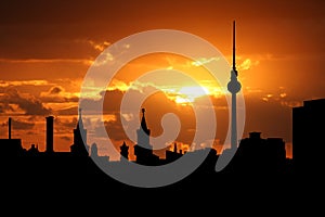 Berlin skyline at sunset