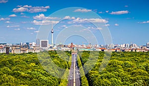 Berlin skyline with Tiergarten park in summer, Germany