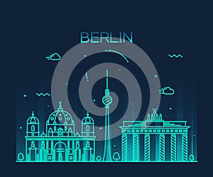 Berlin skyline trendy vector illustration linear