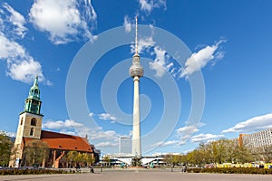 Berlin Skyline tv tower Alexanderplatz Alexander square in Germany