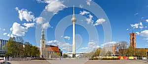 Berlin Skyline tv tower Alexanderplatz Alexander square panoramic view in Germany