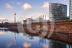 Berlin spree river and cityscape