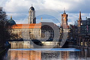 Berlin spree river and cityscape