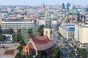 Berlin St. Marienkirche church city town skyline in Germany aerial view photo
