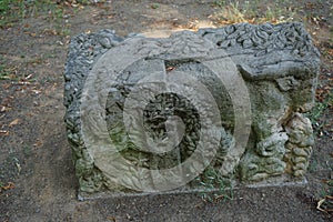 Historical landmarks of Berlin. Statue in Kornerplatz Park, Mahlsdorf, Berlin, Germany
