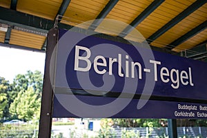 Berlin tegel train station sign photo