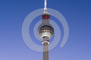 Berlin television tower in Alexanderplatz at dusk
