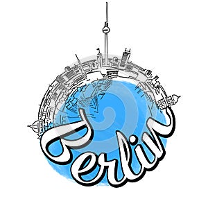 Berlin travel logo sketch concept