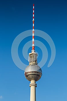 Berlin TV tower against blue sky, Germany