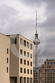 Berlin TV Tower at Alexanderplatz Station, Berlin, Germany.