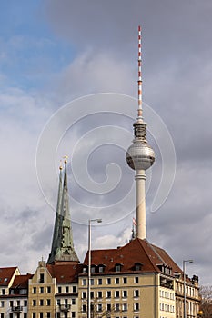 Berlin TV Tower at Alexanderplatz Station, Berlin, Germany.