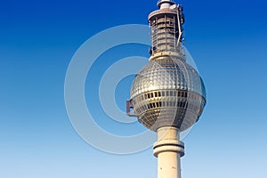 Berlin tv tower blue sky Alexanderplatz Germany copyspace city