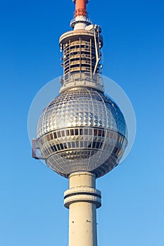 Berlin tv tower blue sky Alexanderplatz Germany portrait format