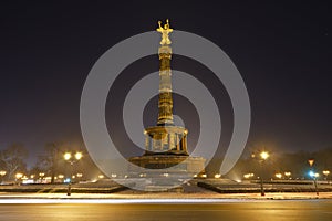 Berlin Victory Column At Night