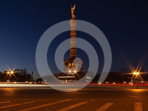 Berlin Victory Column at night