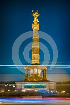Berlin Victory Column at night