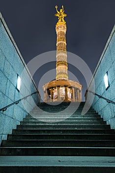 Berlin Victory Column at night