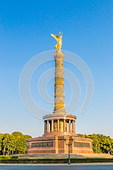 Berlin Victory Column with statue of Victoria in Berlin.