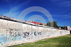 Berlin Wall Memorial with graffiti.