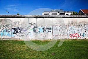 Berlin Wall Memorial with graffiti.