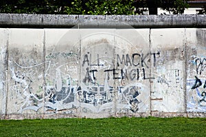 Berlin Wall Memorial with graffiti.