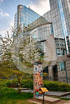 Berlin wall section near European Parliament in Brussels, Belgium