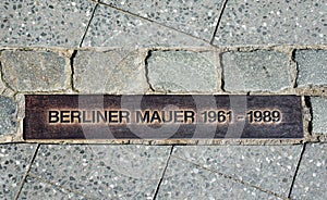 Berlin wall sign on the street, Berliner Mauer photo