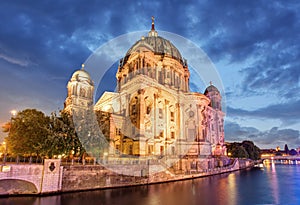 Berliner dom, Berlin cathedral at night, Germany