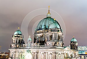 Berliner Dom. Berlin city cathedral at night