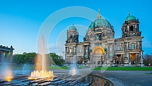 Berliner Dom in Berlin city, Germany at night on Museum Island in the Mitte borough