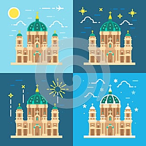 Berliner Dom cathedral flat design